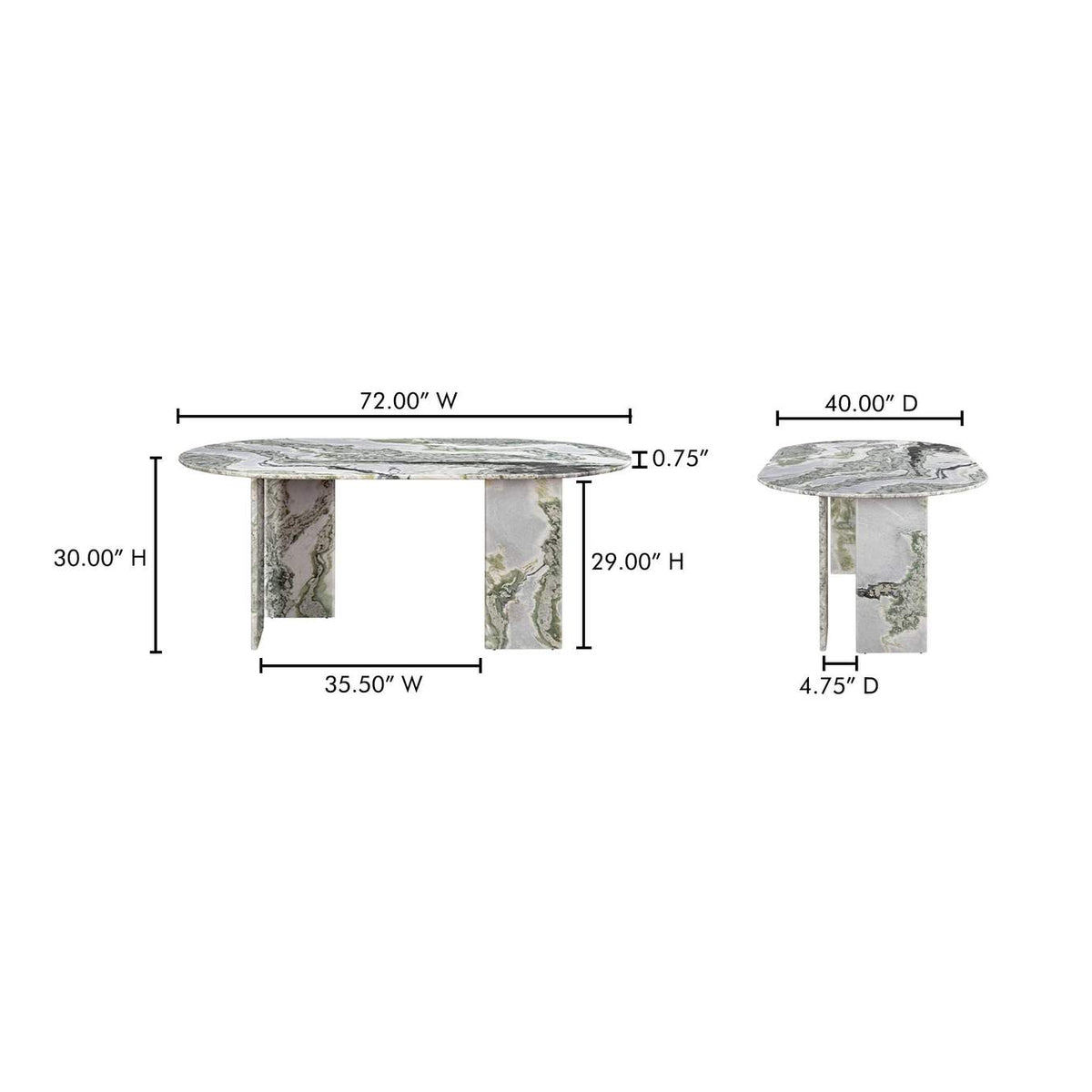 JD-1075-16-0 Celia Oval Dining Table Green Onyx Marble