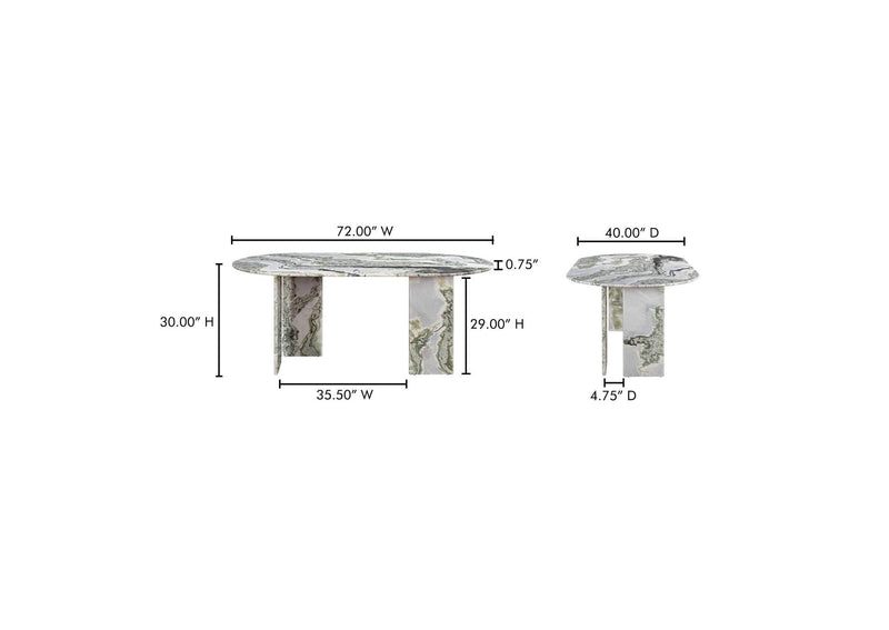 JD-1075-16-0 Celia Oval Dining Table Green Onyx Marble