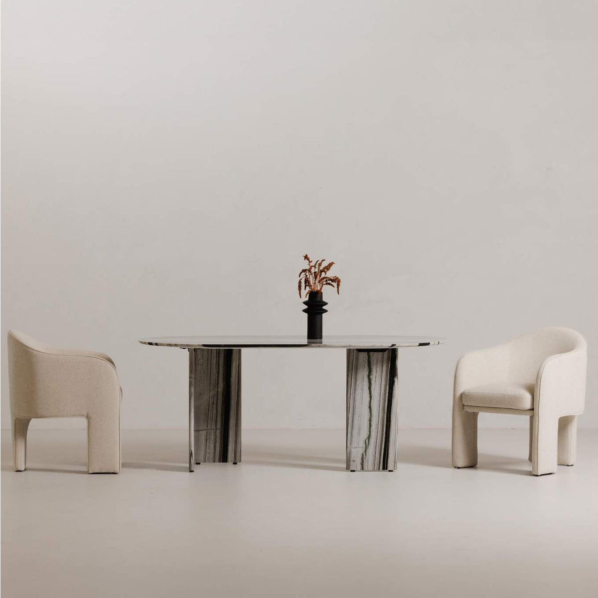 JD-1075-37-0 Celia Oval Dining Table Panda Marble