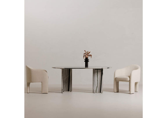 JD-1075-37-0 Celia Oval Dining Table Panda Marble
