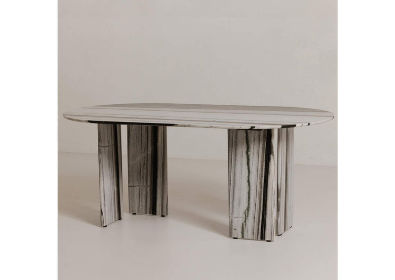 JD-1075-37-0 Celia Oval Dining Table Panda Marble