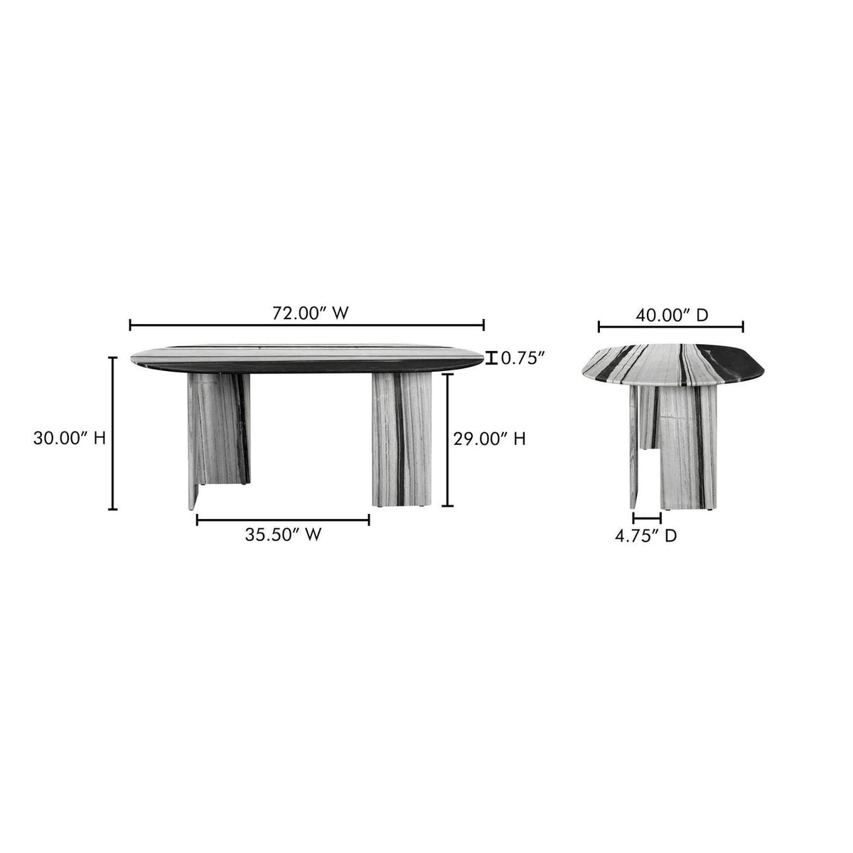 JD-1075-37-0 Celia Oval Dining Table Panda Marble