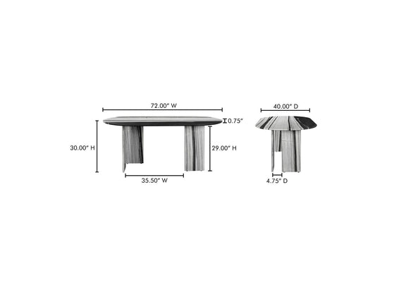 JD-1075-37-0 Celia Oval Dining Table Panda Marble