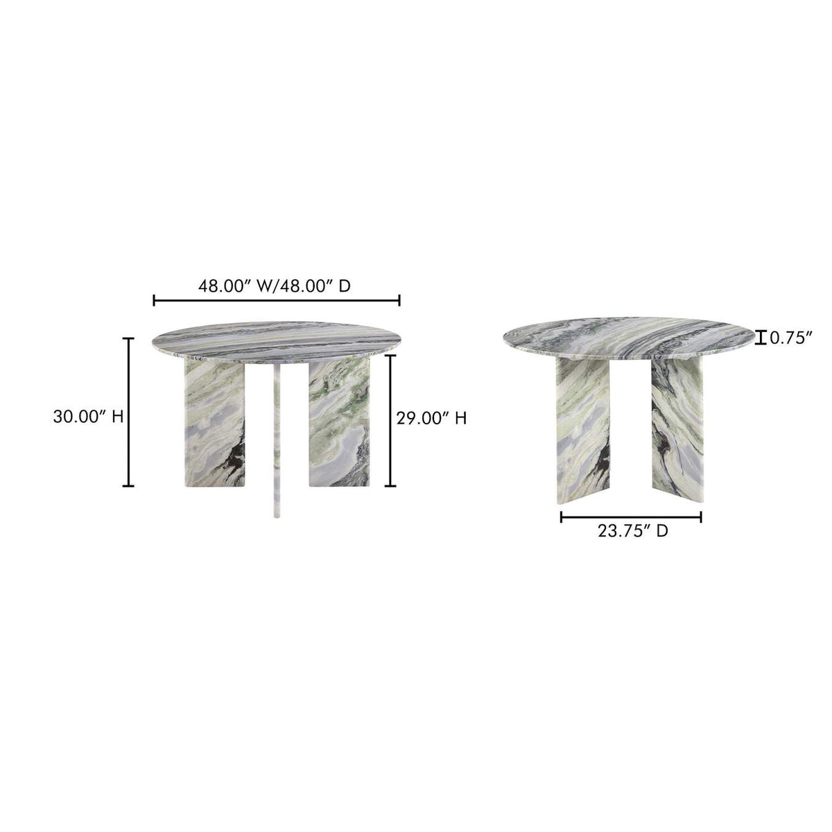 JD-1076-16-0 Celia Round Dining Table Green Onyx Marble