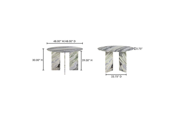 JD-1076-16-0 Celia Round Dining Table Green Onyx Marble