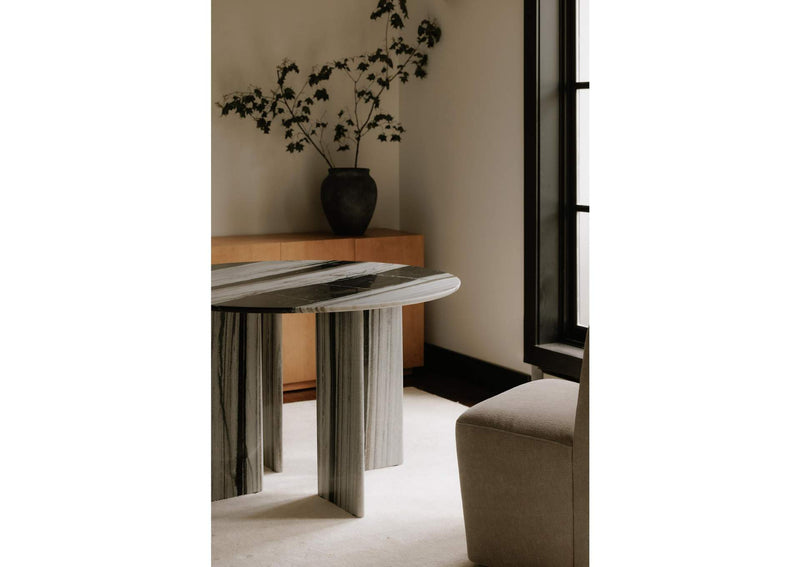 JD-1076-37-0 Celia Round Dining Table Panda Marble
