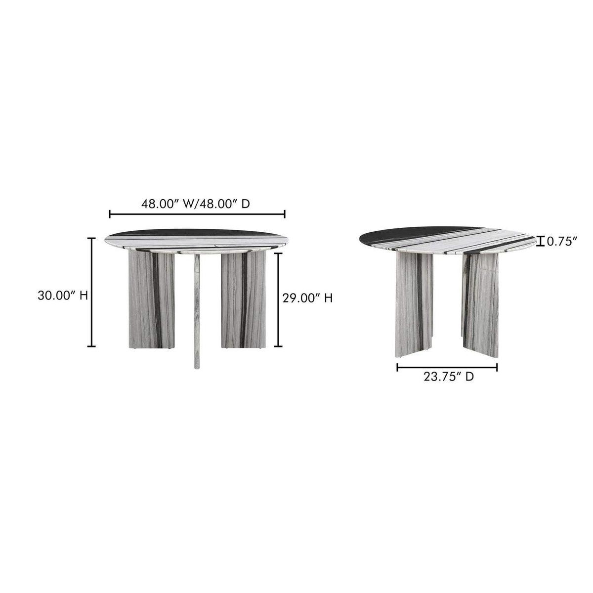 JD-1076-37-0 Celia Round Dining Table Panda Marble