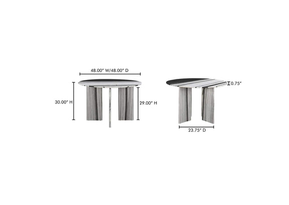 JD-1076-37-0 Celia Round Dining Table Panda Marble