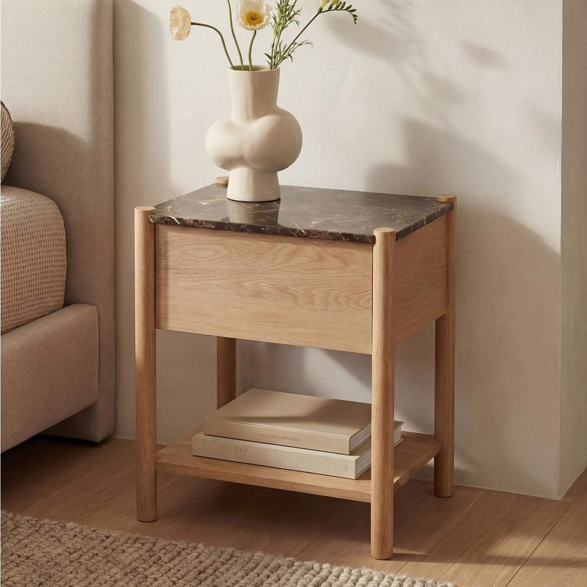 JD-1104-20 Elio Nightstand Dark Emperador Marble