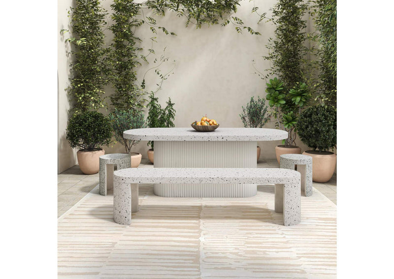 JK-1001-29-0 Lyon Outdoor Dining Table White Terrazzo
