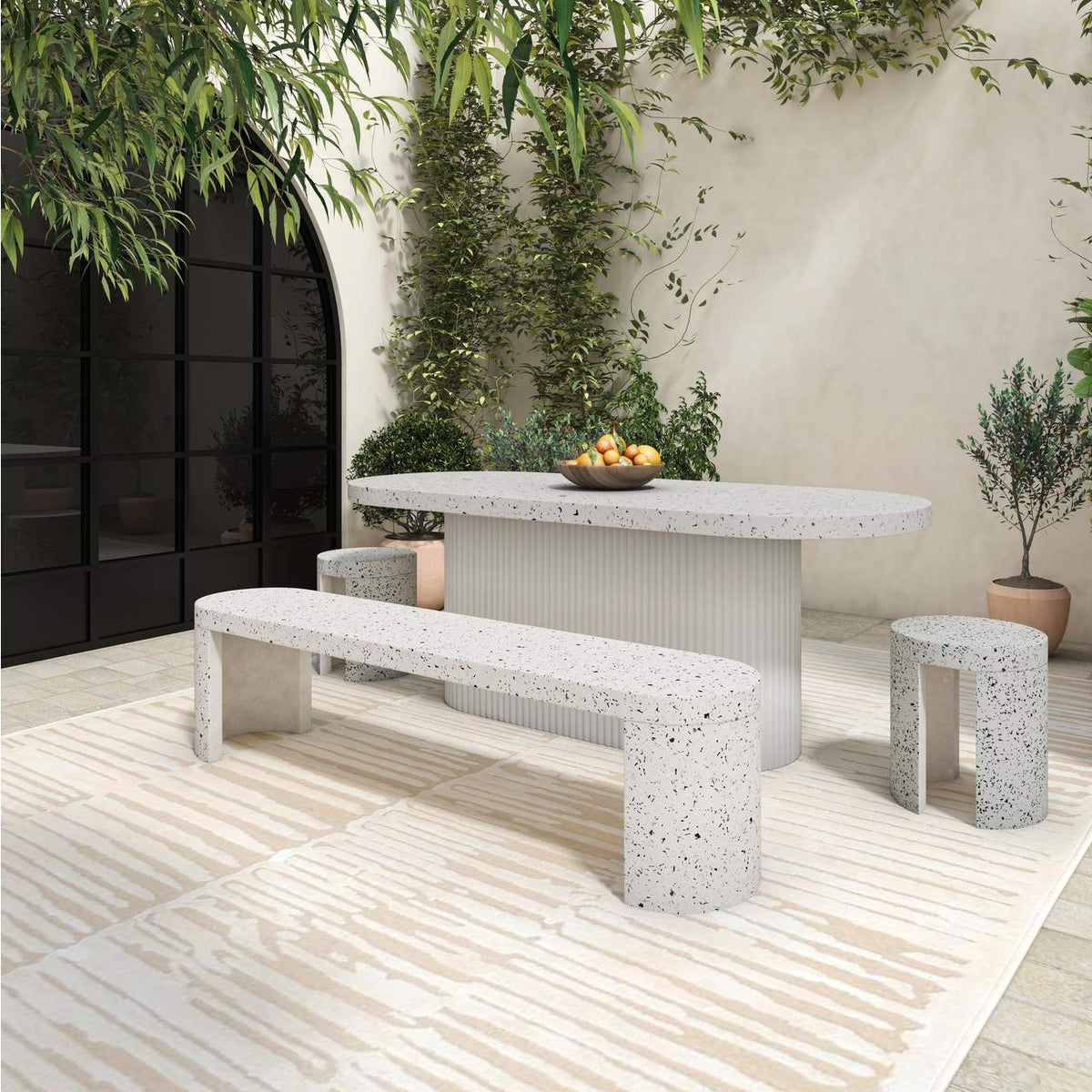 JK-1001-29-0 Lyon Outdoor Dining Table White Terrazzo