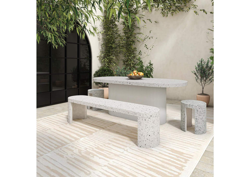 JK-1001-29-0 Lyon Outdoor Dining Table White Terrazzo