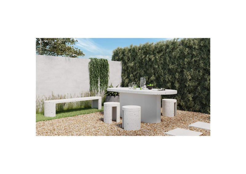 JK-1001-29-0 Lyon Outdoor Dining Table White Terrazzo