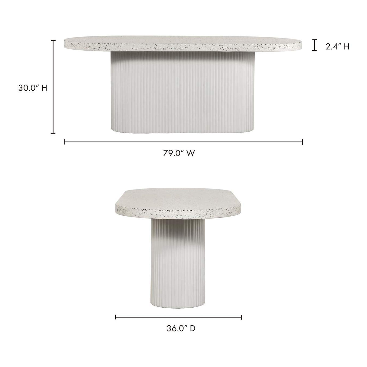 JK-1001-29-0 Lyon Outdoor Dining Table White Terrazzo