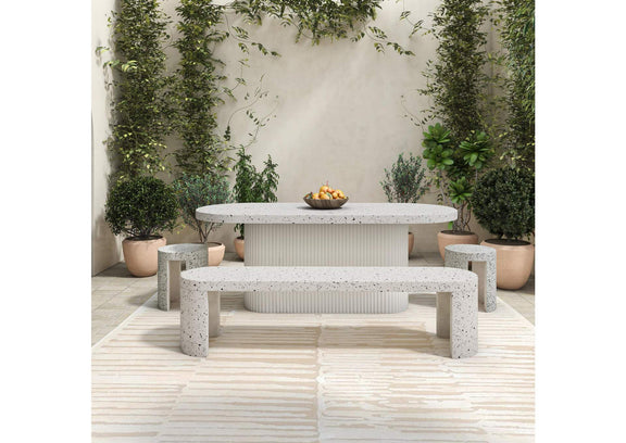 JK-1002-29 Lyon Outdoor Bench White Terrazzo