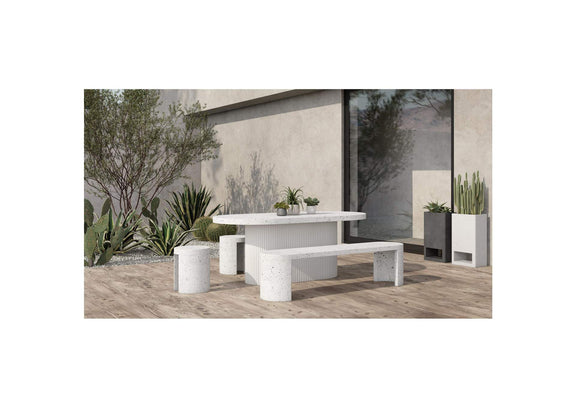 JK-1002-29 Lyon Outdoor Bench White Terrazzo