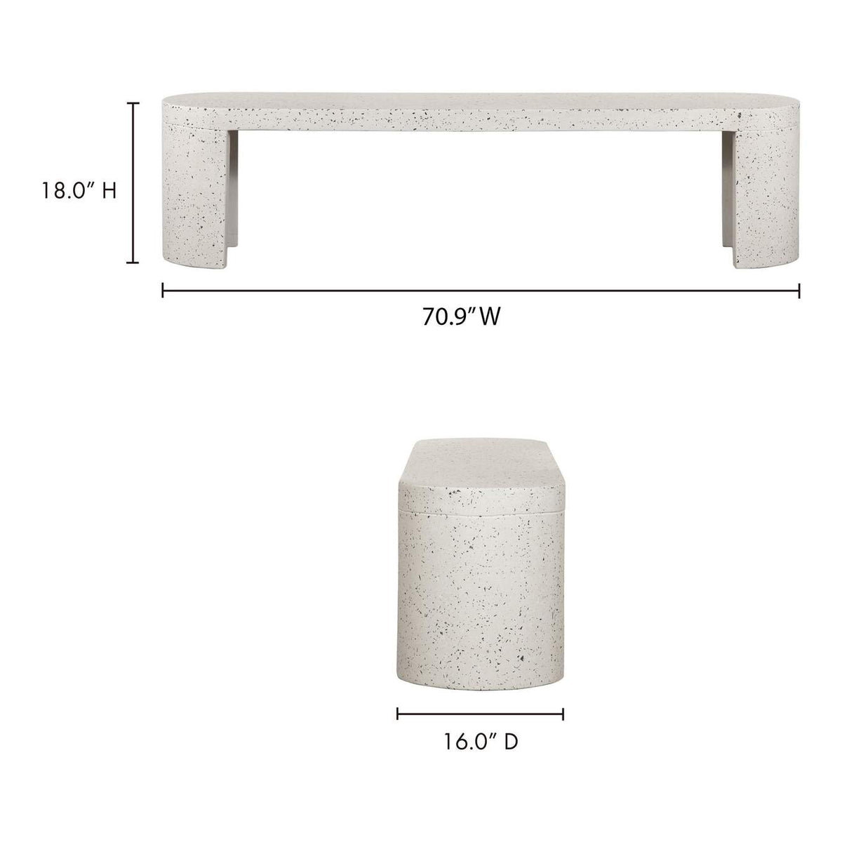 JK-1002-29 Lyon Outdoor Bench White Terrazzo