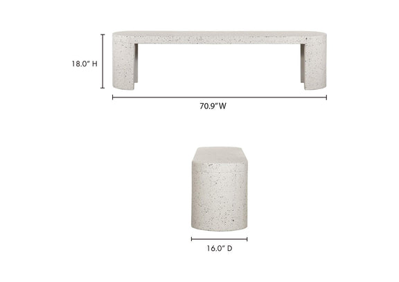 JK-1002-29 Lyon Outdoor Bench White Terrazzo
