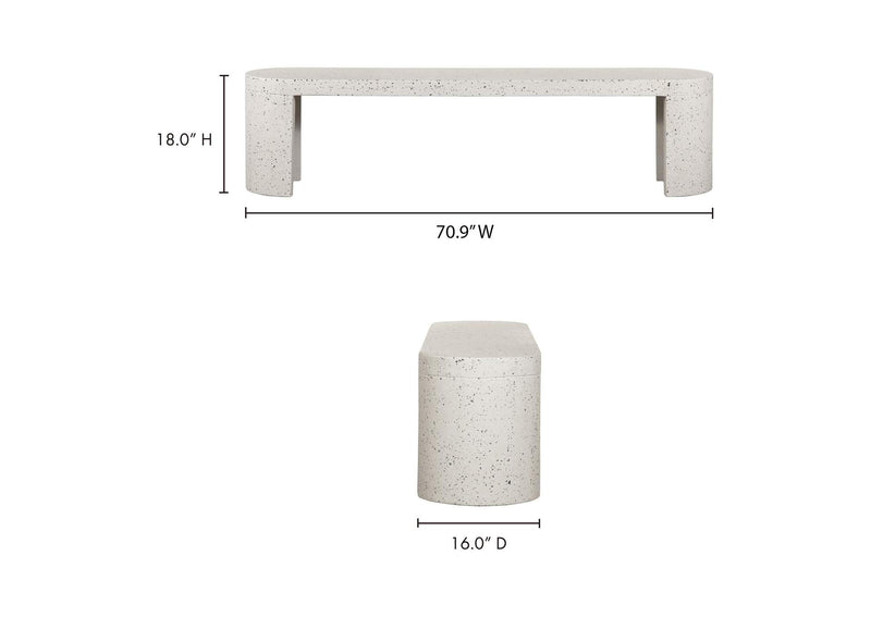 JK-1002-29 Lyon Outdoor Bench White Terrazzo