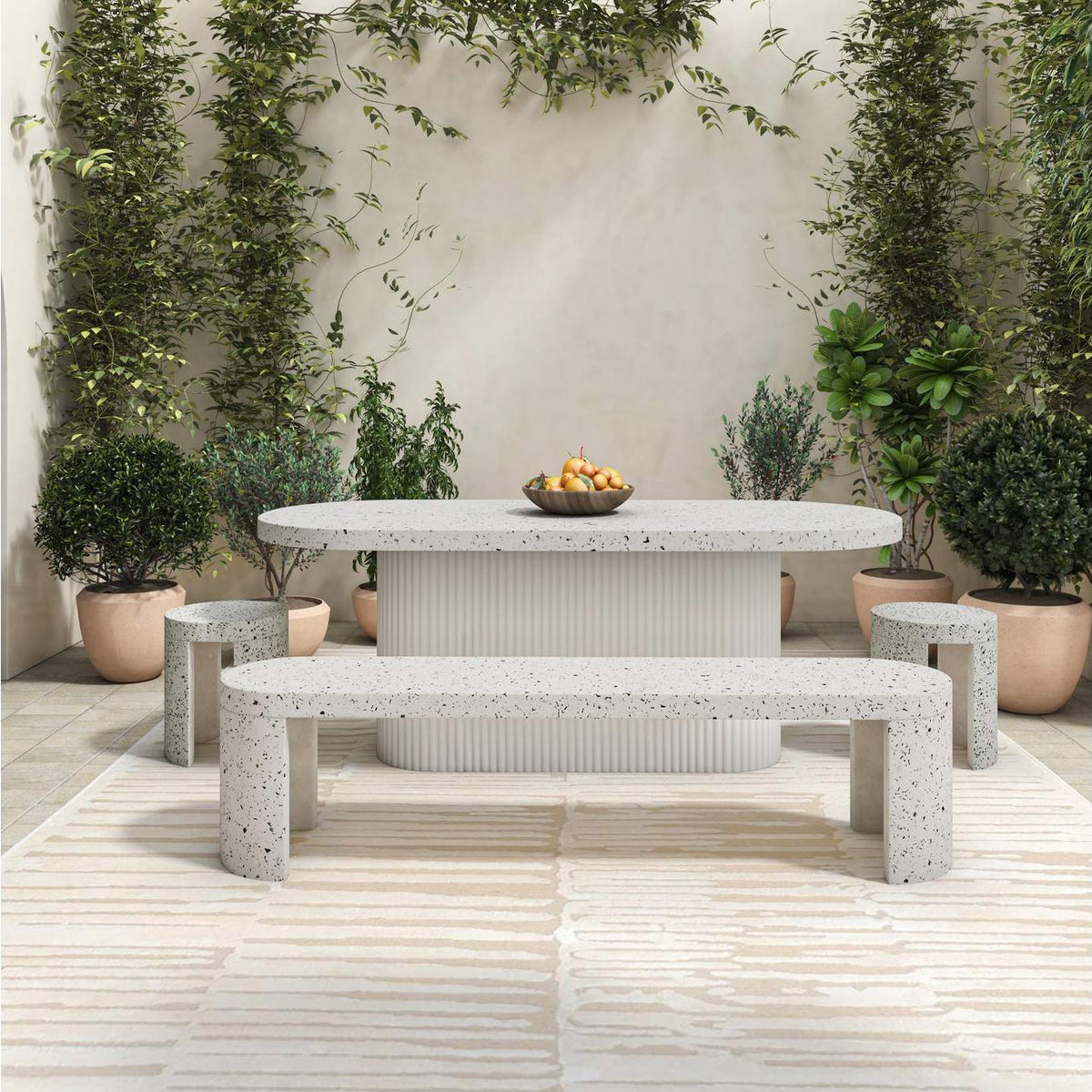 JK-1003-29 Lyon Outdoor Stool White Terrazzo