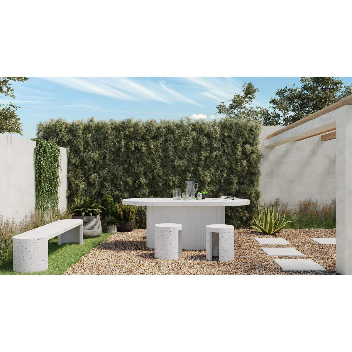 JK-1003-29 Lyon Outdoor Stool White Terrazzo