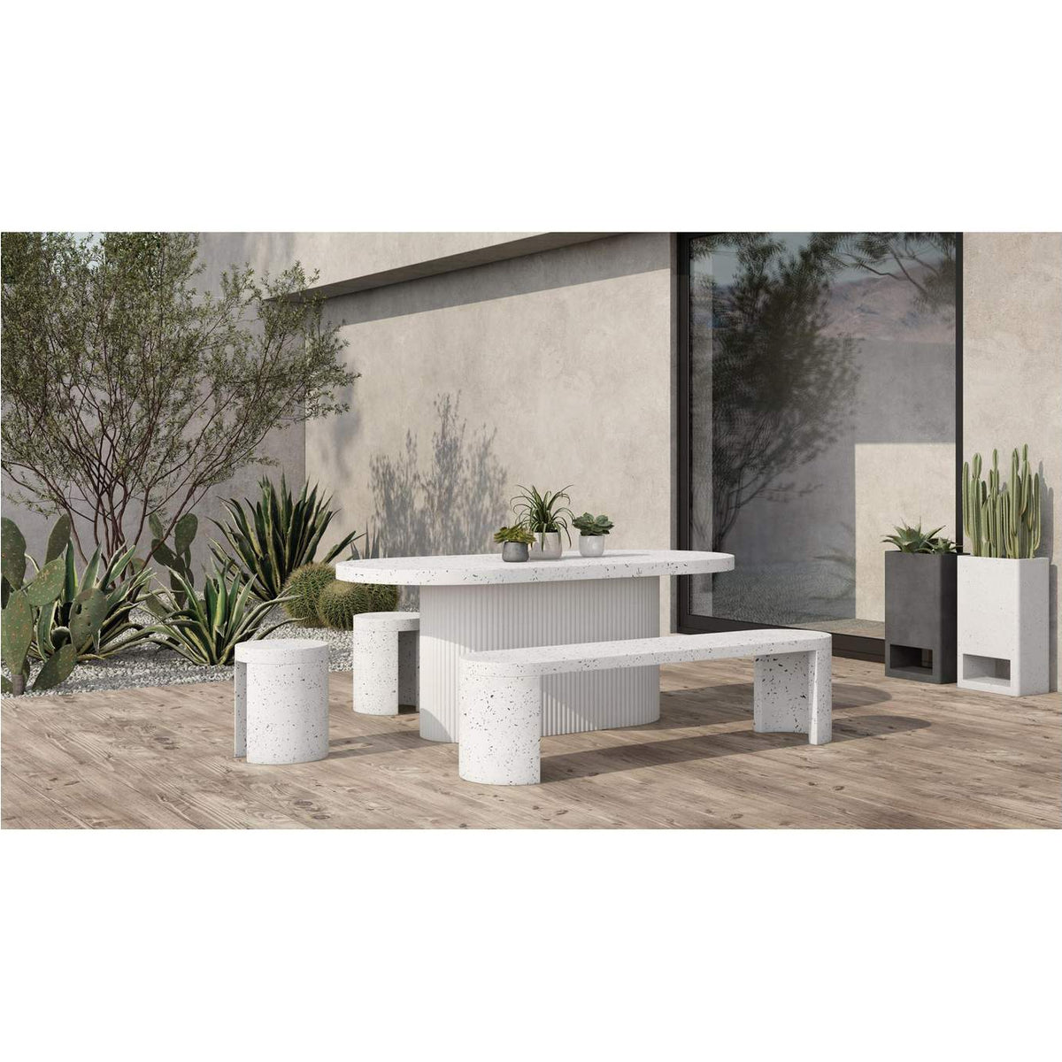 JK-1003-29 Lyon Outdoor Stool White Terrazzo