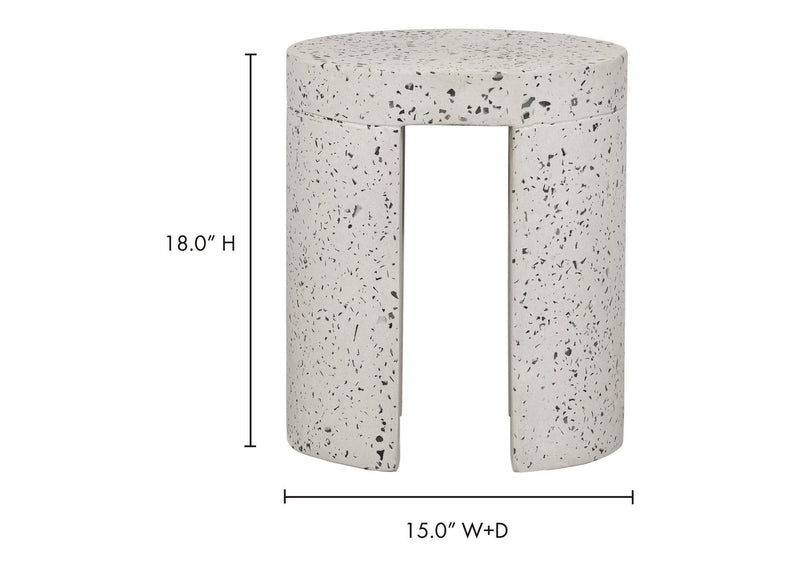 JK-1003-29 Lyon Outdoor Stool White Terrazzo