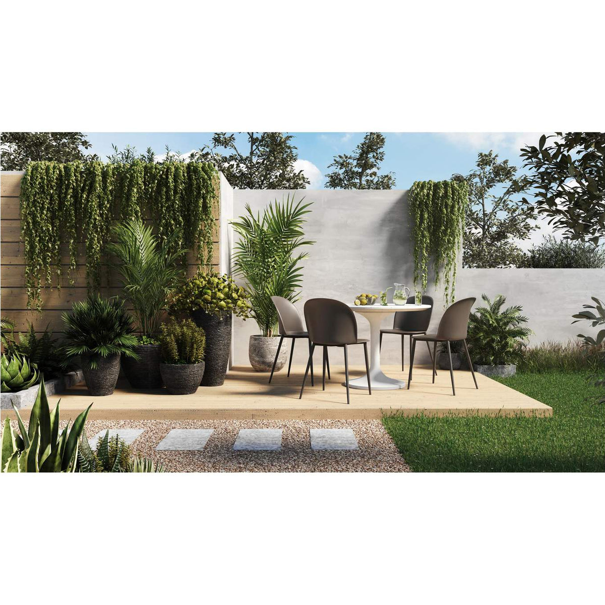 JK-1004-29-0 Tuli Outdoor Cafe Table White Terrazzo