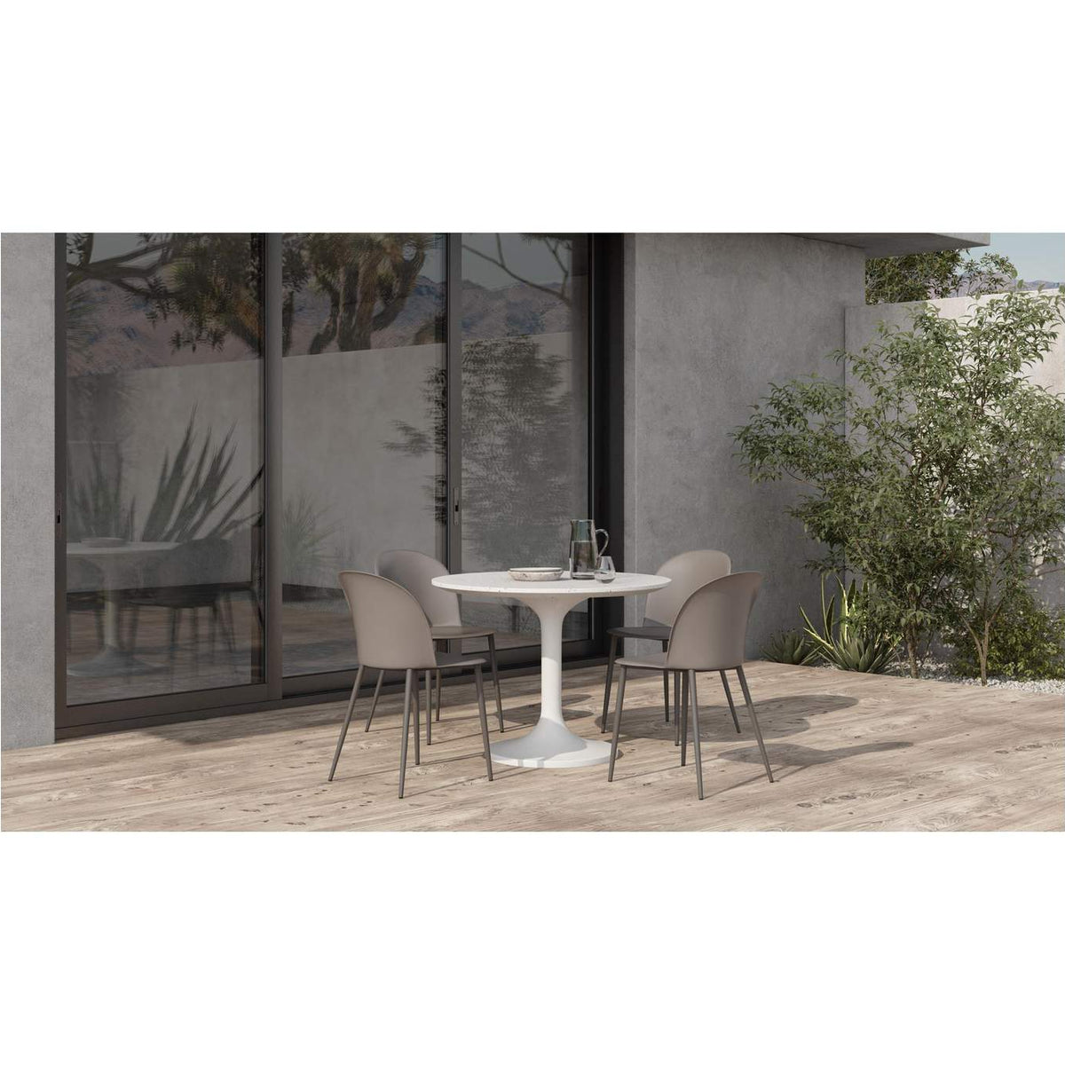 JK-1004-29-0 Tuli Outdoor Cafe Table White Terrazzo