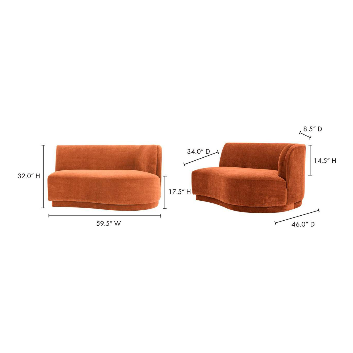 JM-1016-06 Yoon Chaise Right Fired Rust