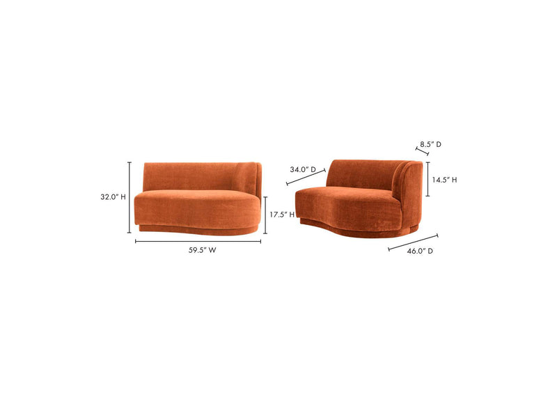 JM-1016-06 Yoon Chaise Right Fired Rust