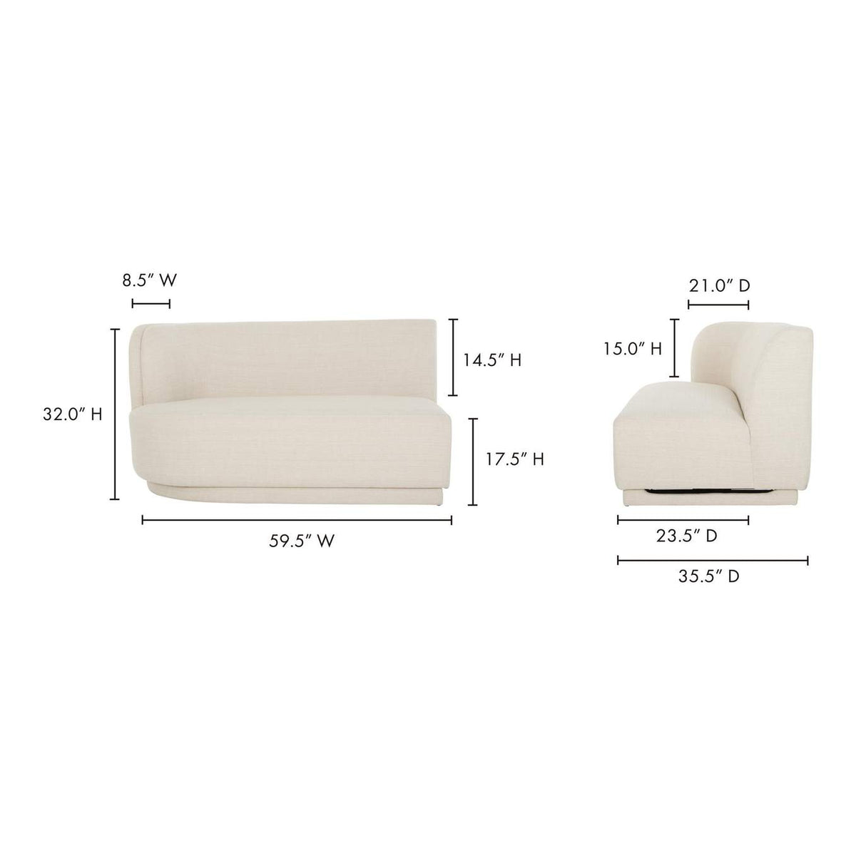 JM-1019-05 Yoon 2 Seat Sofa Left