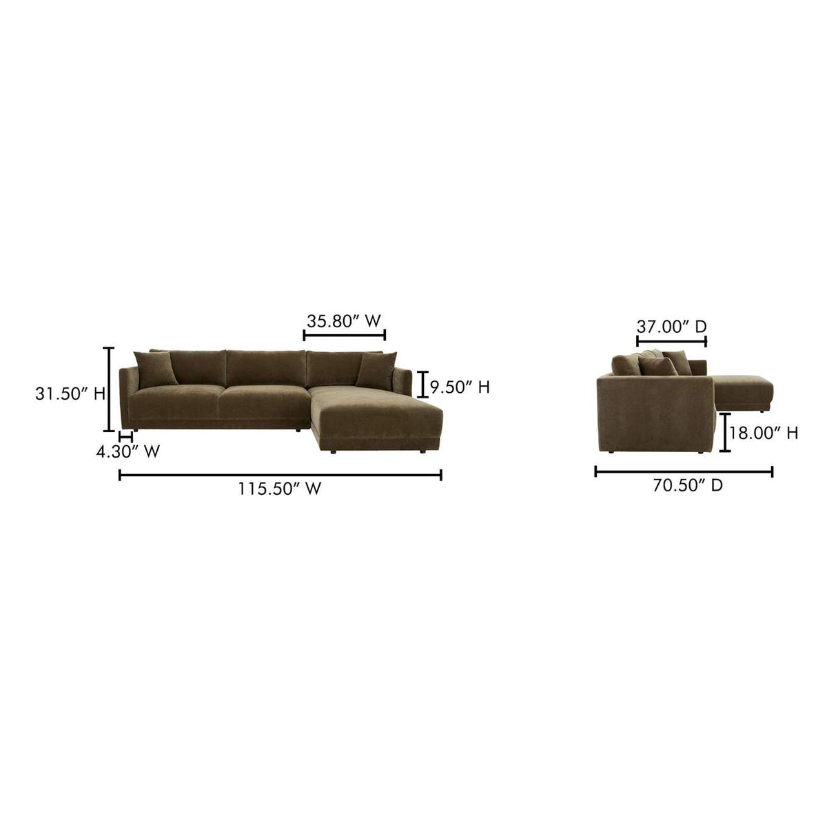 JM-1027-27-R-0 Bryn Sectional Right Heritage Cedar Green