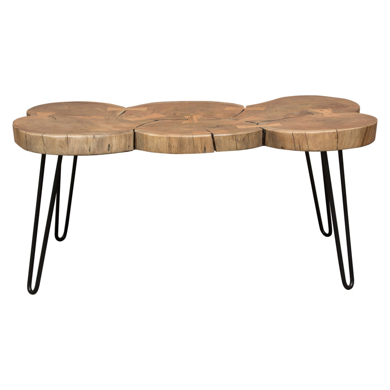 Joss Natural Acacia One of a Kind Live Edge Rectangle Cocktail Table w/ Black Hairpin Legs