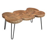 Joss Natural Acacia One of a Kind Live Edge Rectangle Cocktail Table w/ Black Hairpin Legs