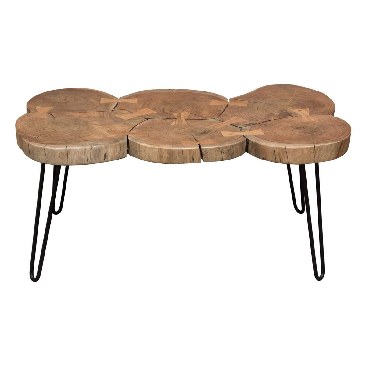 Joss Natural Acacia One of a Kind Live Edge Rectangle Cocktail Table w/ Black Hairpin Legs