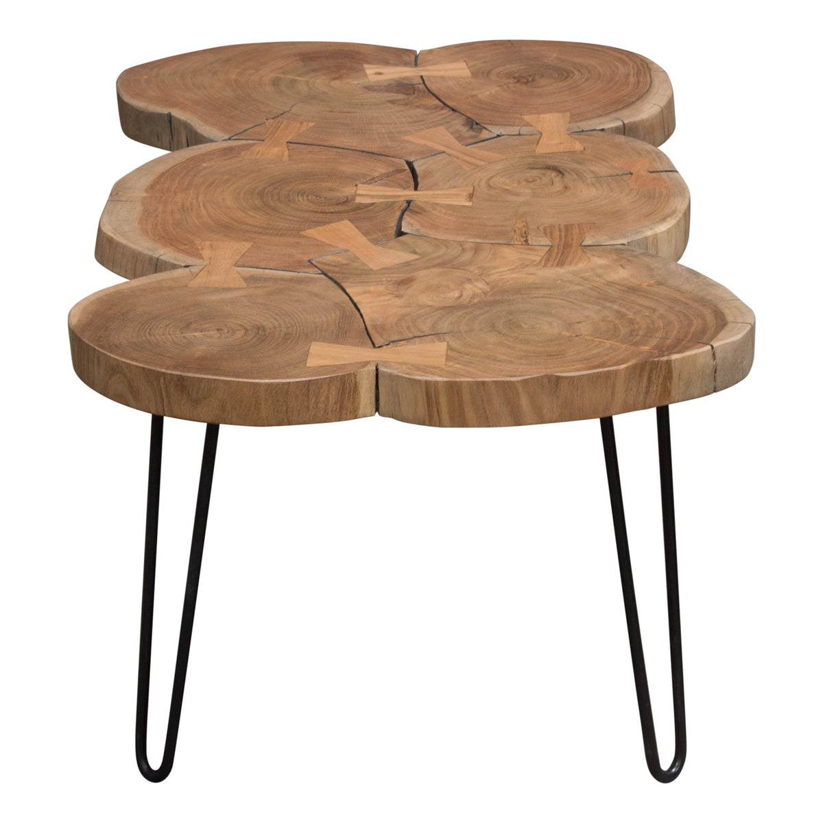 Joss Natural Acacia One of a Kind Live Edge Rectangle Cocktail Table w/ Black Hairpin Legs