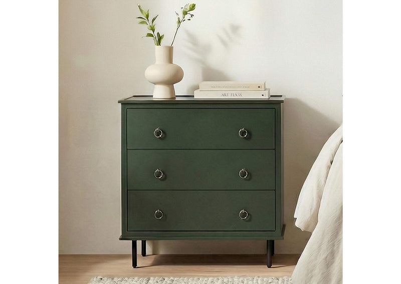 JU-1007-27 Reagan 3 Drawer Nightstand Deep Green