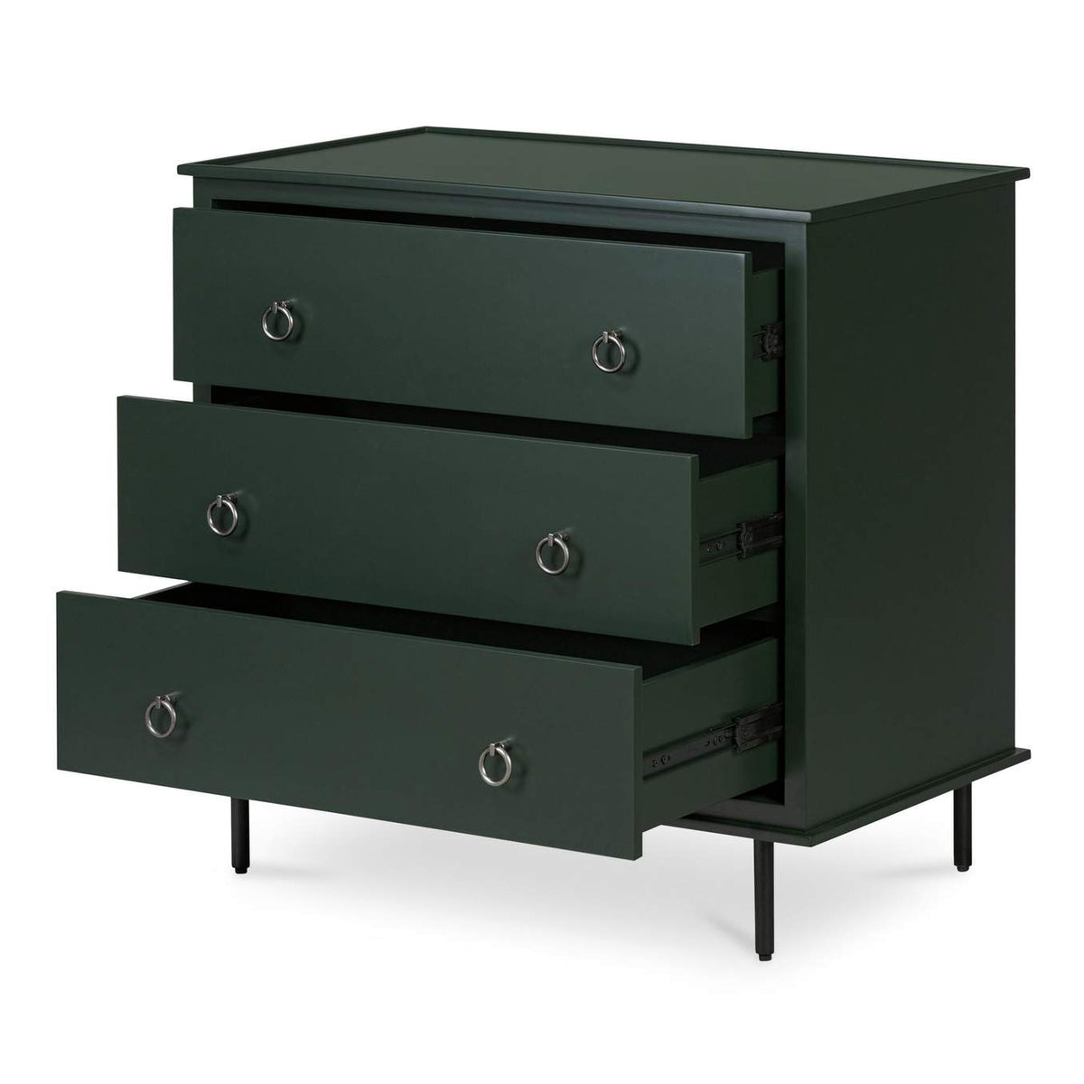 JU-1007-27 Reagan 3 Drawer Nightstand Deep Green