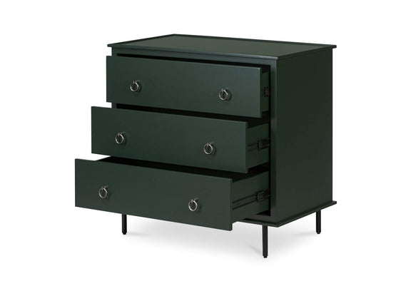 JU-1007-27 Reagan 3 Drawer Nightstand Deep Green