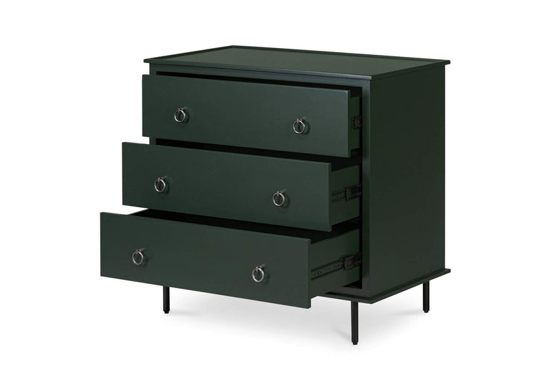 JU-1007-27 Reagan 3 Drawer Nightstand Deep Green