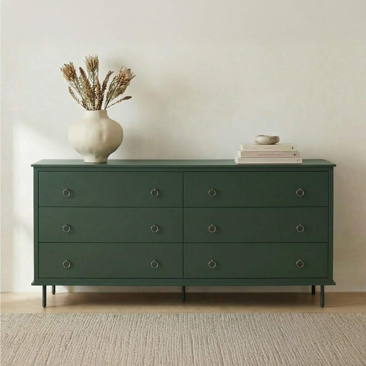 JU-1008-27 Reagan 6 Drawer Dresser Deep Green
