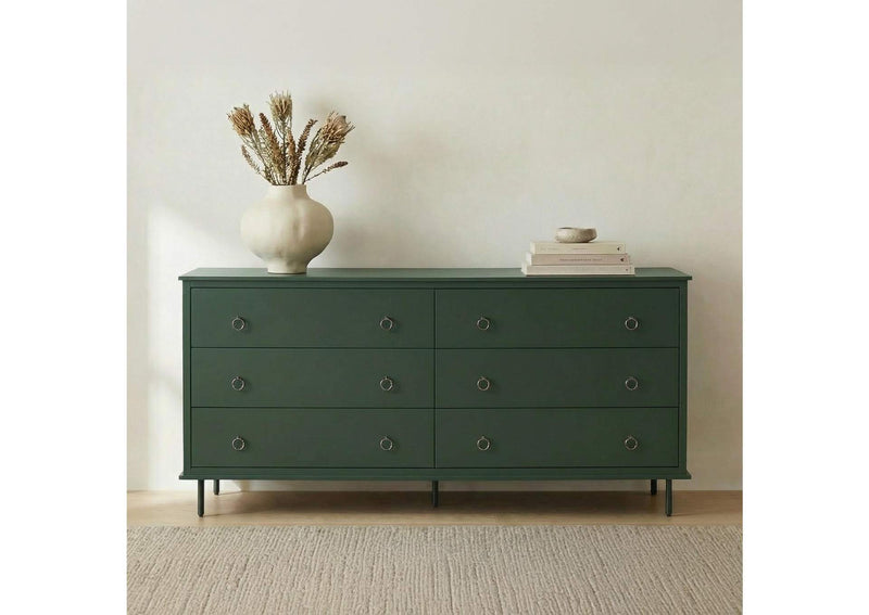 JU-1008-27 Reagan 6 Drawer Dresser Deep Green