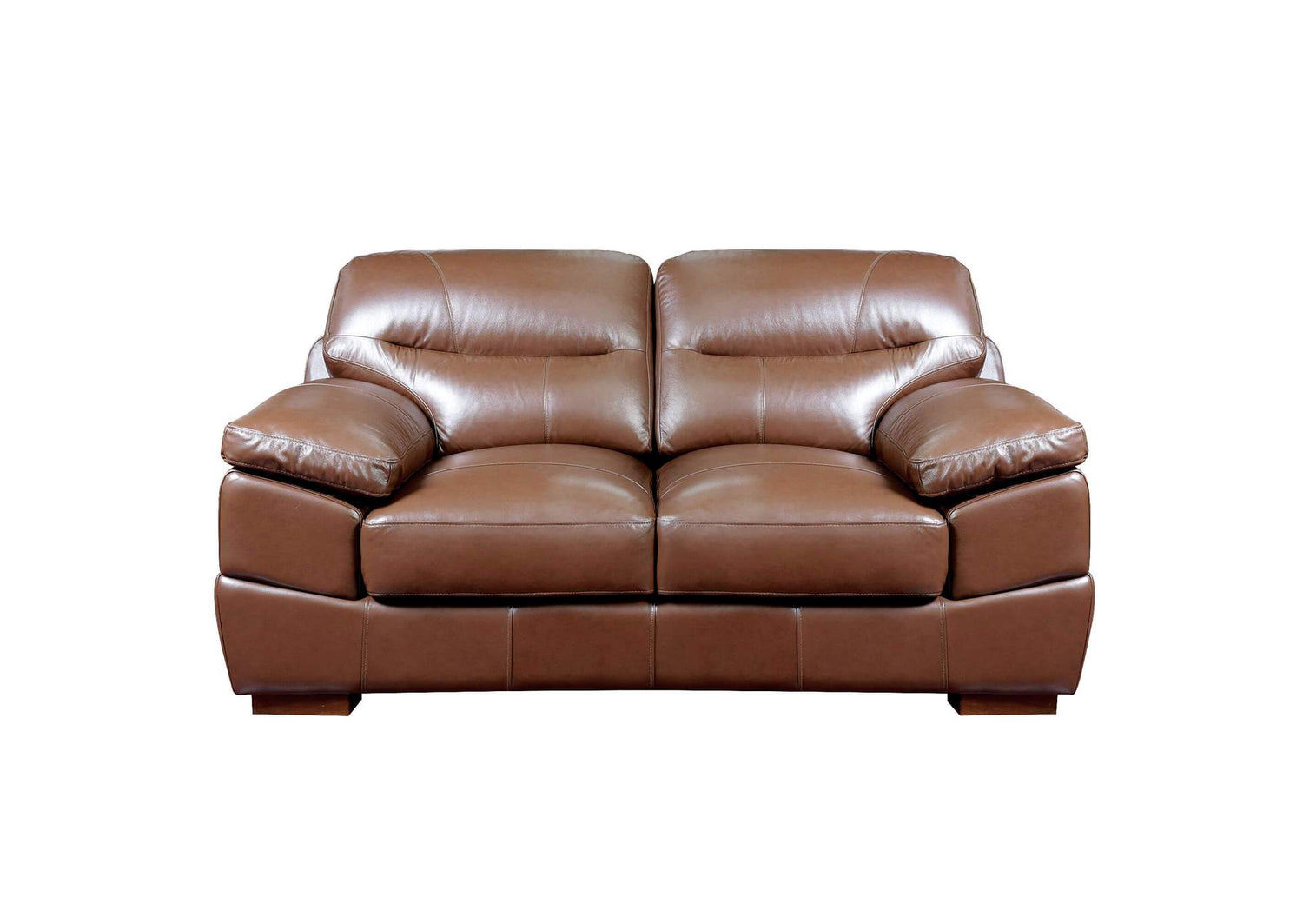 SU-JH86-200SP Sunset Trading Jayson 73" Wide Top Grain Leather Loveseat | Chestnut Brown