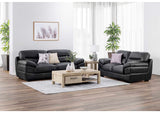 SU-JH80-301SP Sunset Trading Jayson 89" Wide Top Grain Leather Sofa | Black