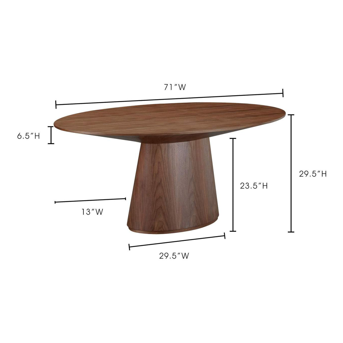 KC-1007-03-0 Otago Oval Dining Table Walnut Brown