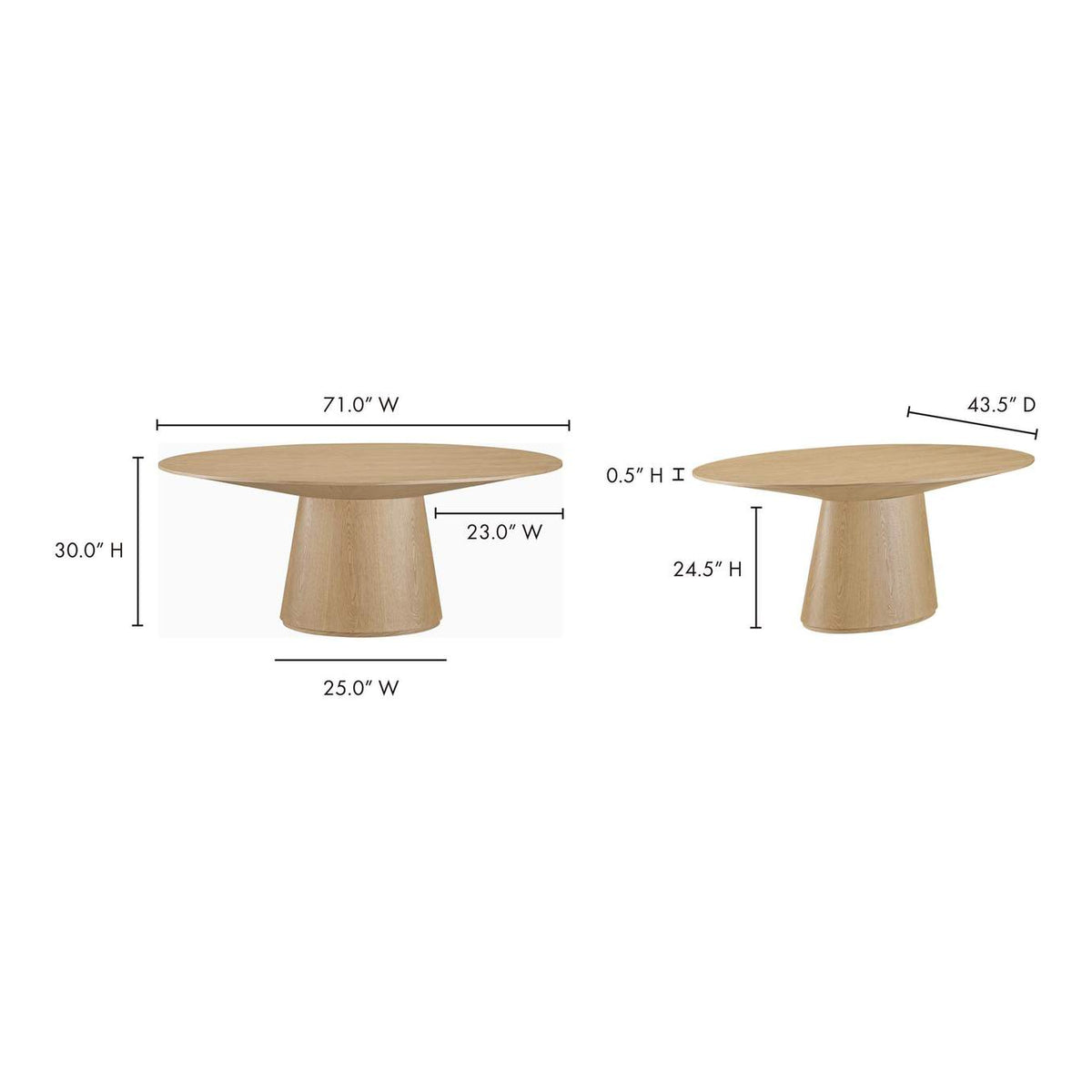 KC-1007-24-0 Otago Oval Dining Table Natural Oak