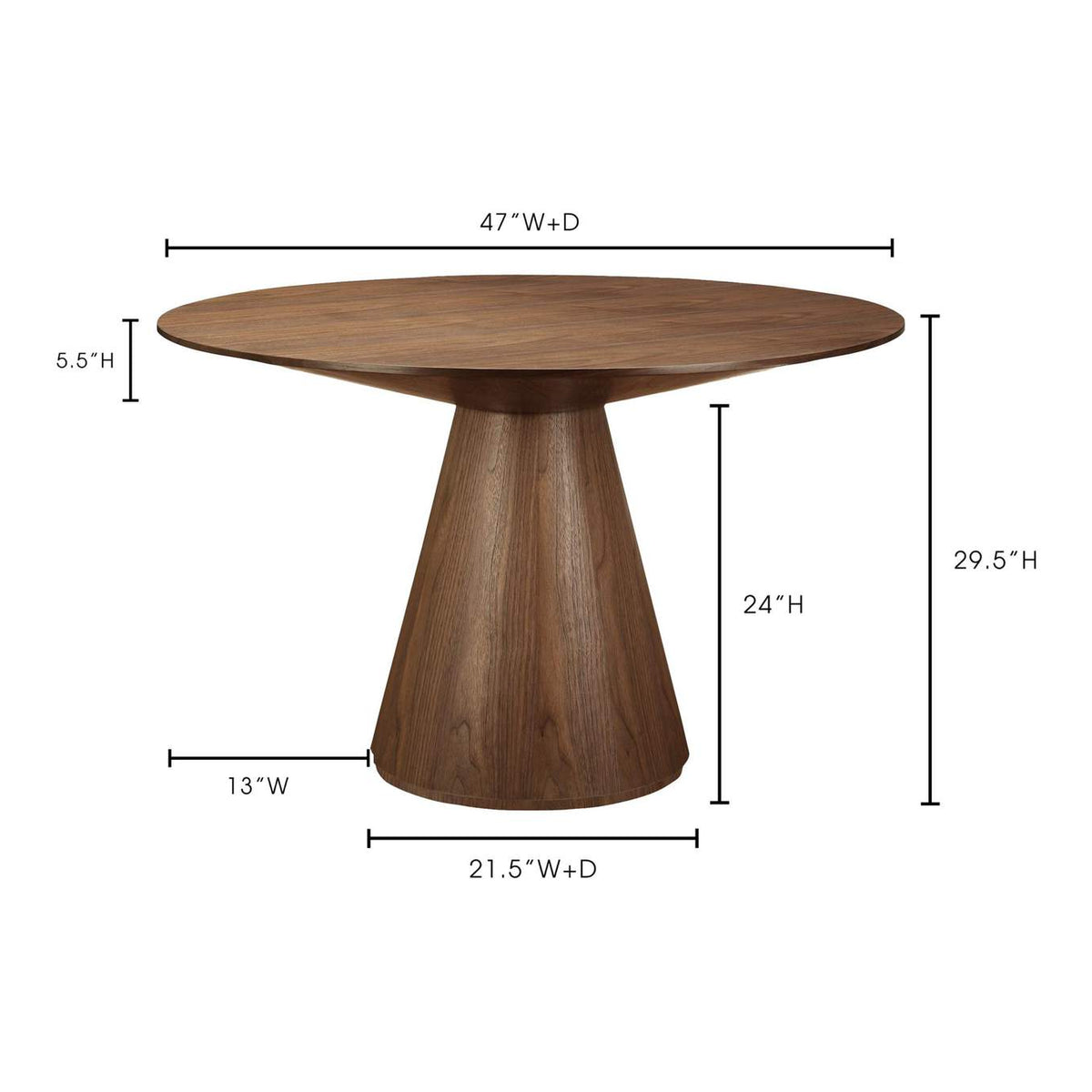 KC-1028-03-0 Otago 47In Round Dining Table Walnut