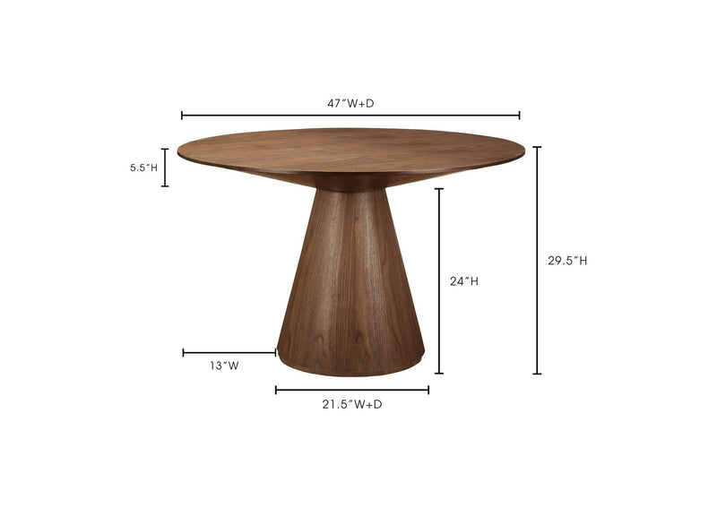 KC-1028-03-0 Otago 47In Round Dining Table Walnut