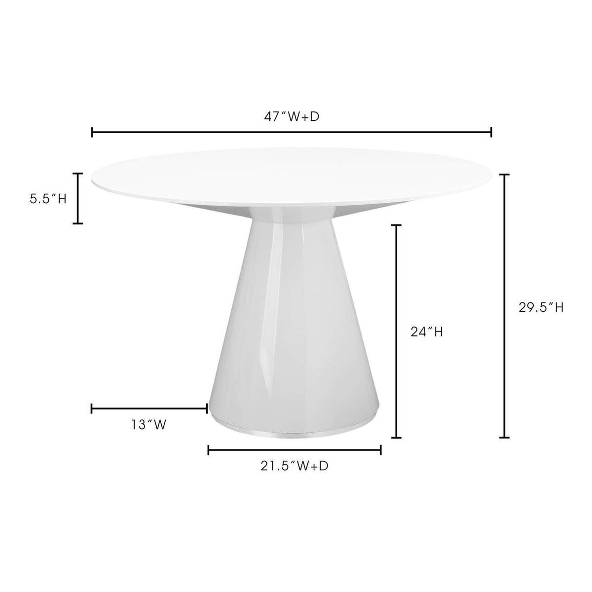 KC-1028-18-0 Otago 47In Round Dining Table White